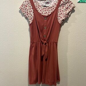 Floral and Rust Kids Dress